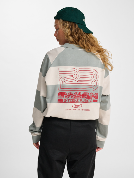 hmlLOOSE STRIPED POLO L/S, BELGIAN BLOCK, model