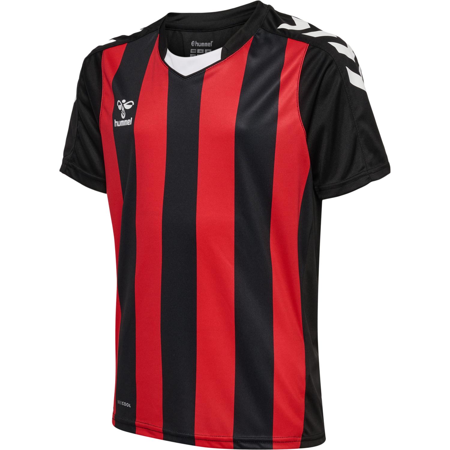 hmlCORE XK STRIPED JERSEY S/S KIDS, BLACK/TRUE RED, packshot