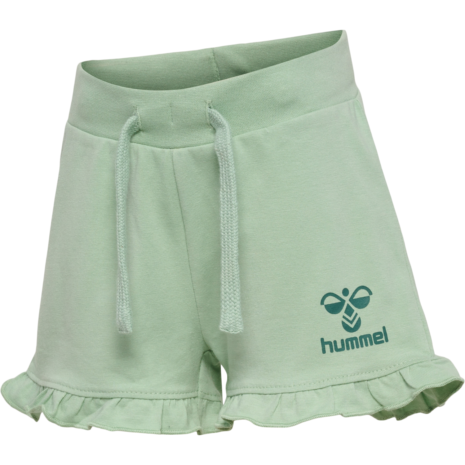 hmlTALYA RUFFLE SHORTS, SILT GREEN, packshot