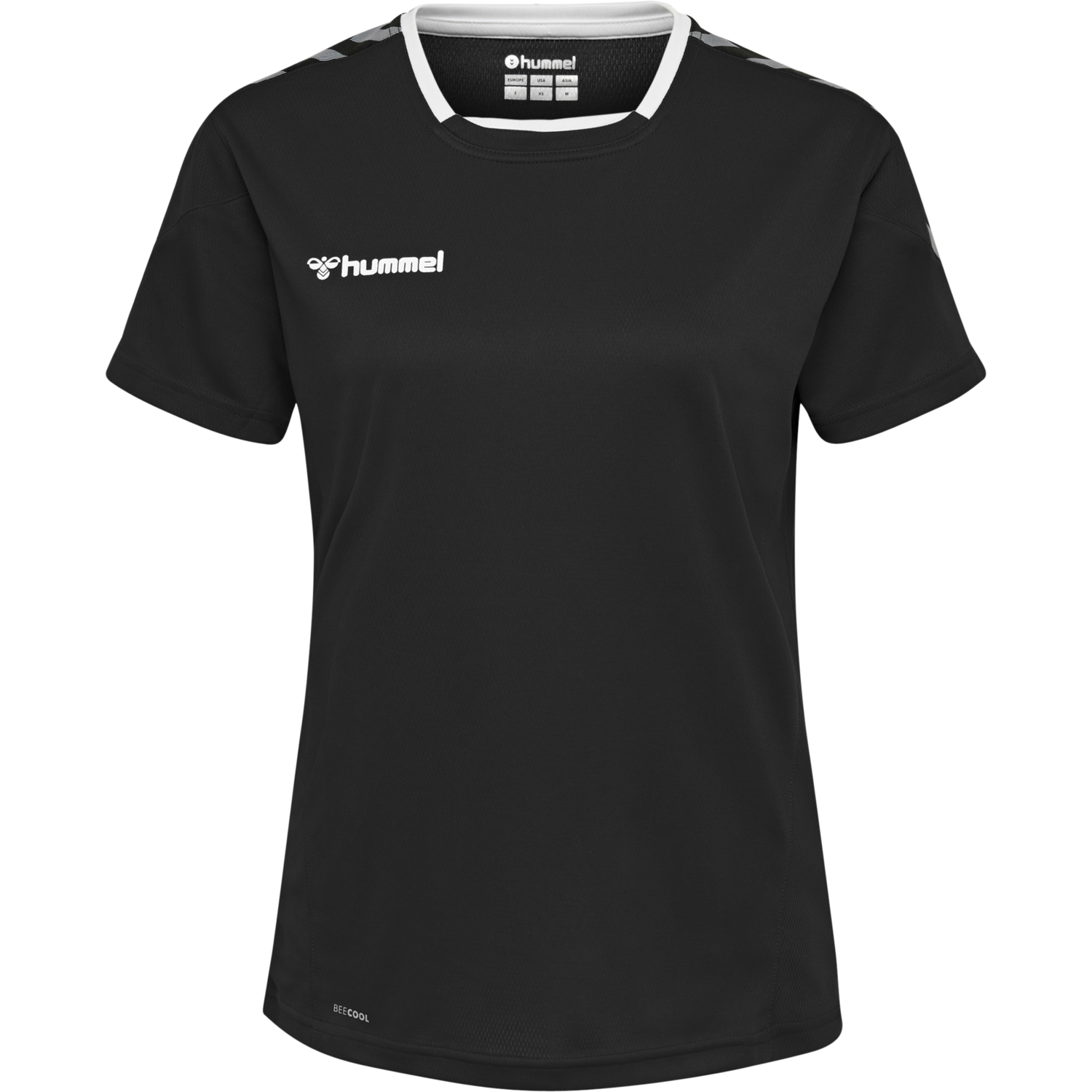 hmlAUTHENTIC POLY JERSEY WOMAN S/S, BLACK/WHITE, packshot