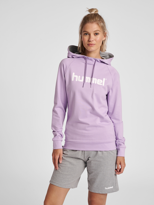 HMLGO COTTON LOGO HOODIE WOMAN, ORCHID, model