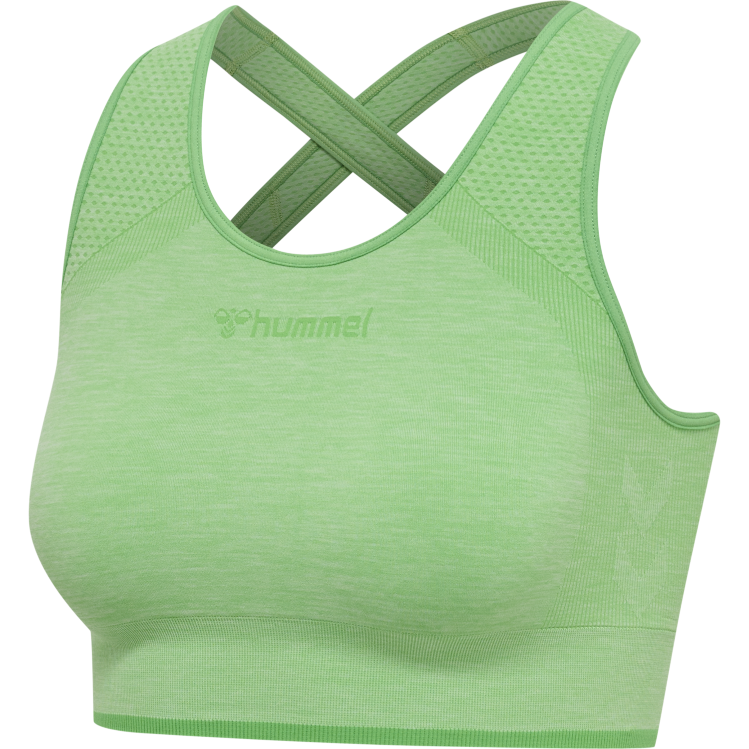 hmlMT UNA SEAMLESS SPORTS TOP, SUMMER GREEN MELANGE, packshot