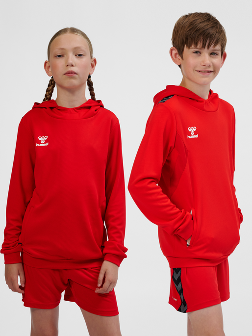 hmlAUTHENTIC PL HOODIE KIDS, TRUE RED, model