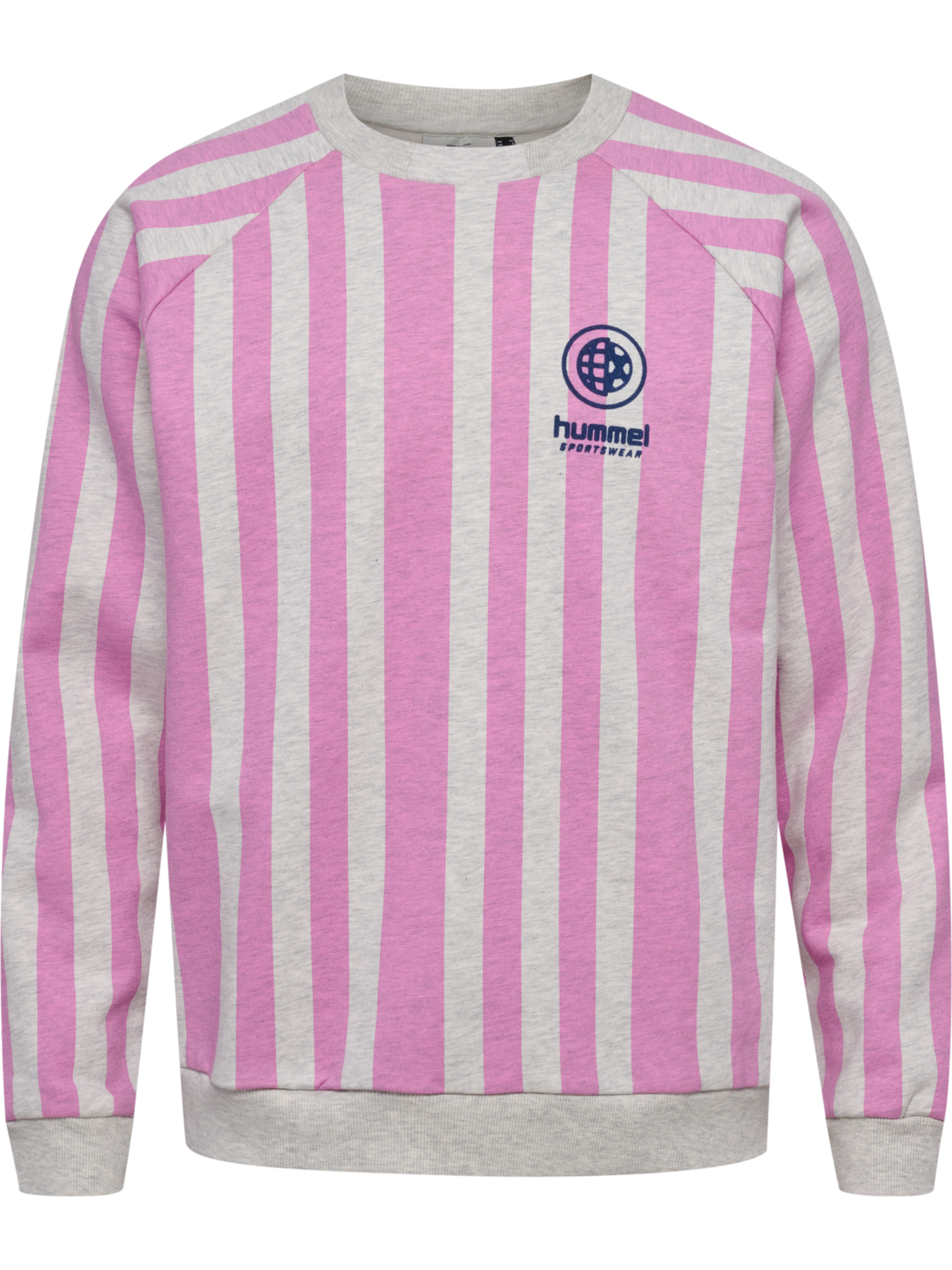 hmlLOOSE CREWNECK SOCCER LOVE, TOFU MELANGE/VIOLET, packshot