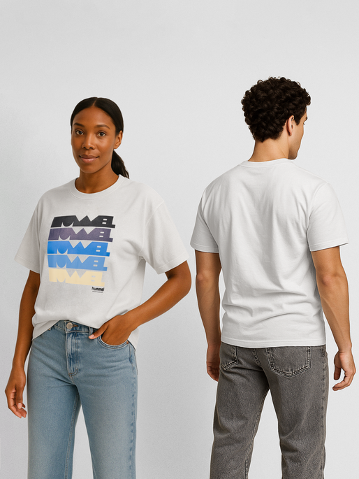 hmlREGULAR GRAPHIC TEE S/S, WHITE/BLUE, model