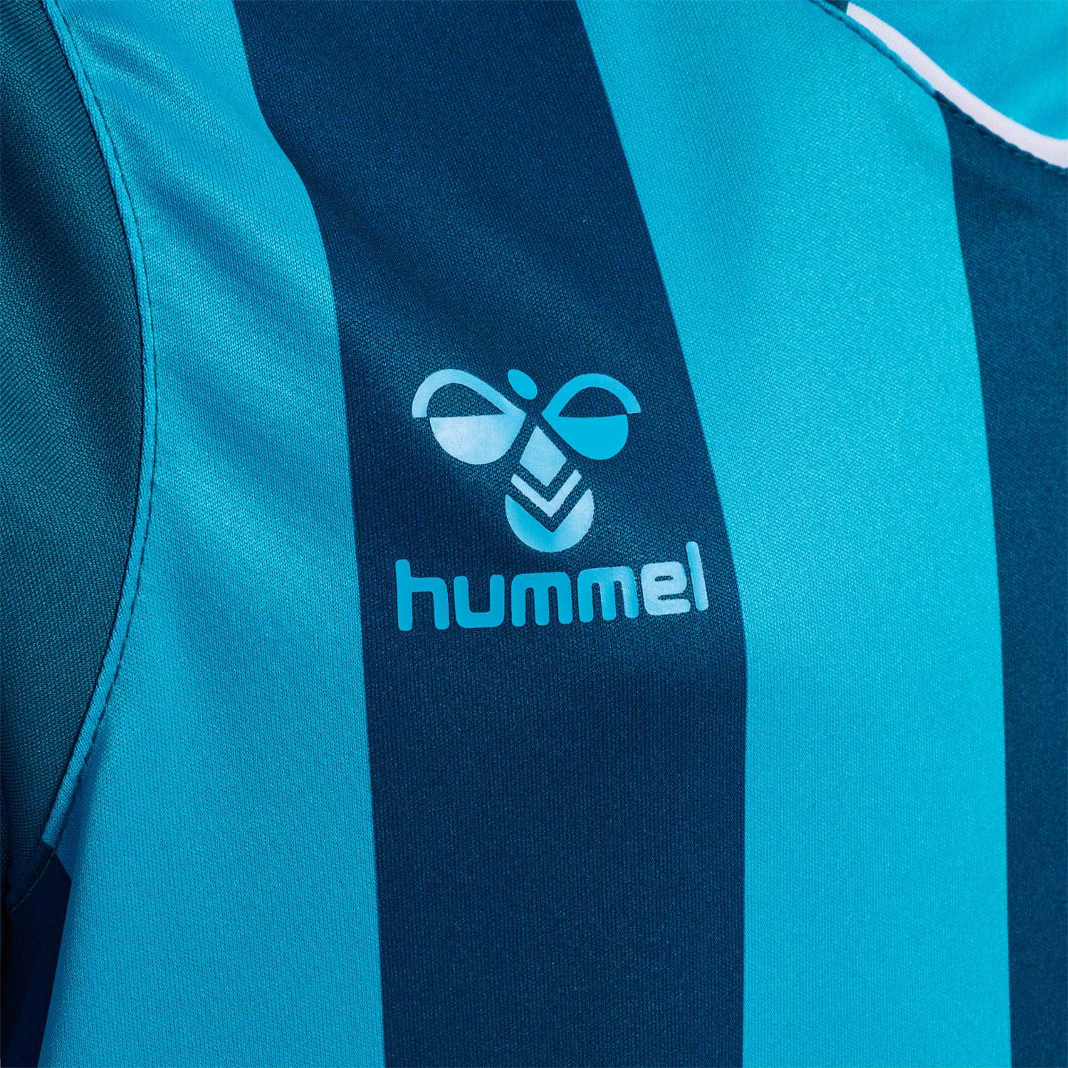 hmlCORE XK STRIPED JERSEY S/S KIDS, BLUE CORAL/BLUE DANUBE, packshot