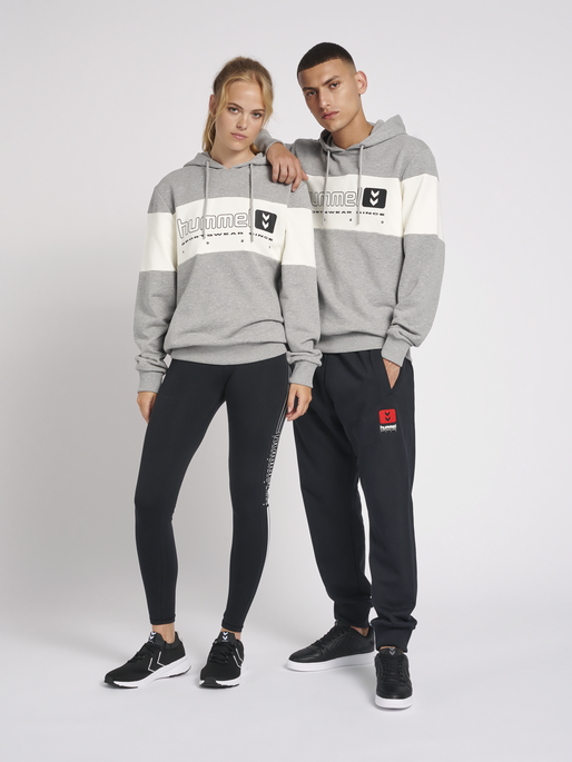 hmlLGC MUSA HOODIE, GREY MELANGE, model