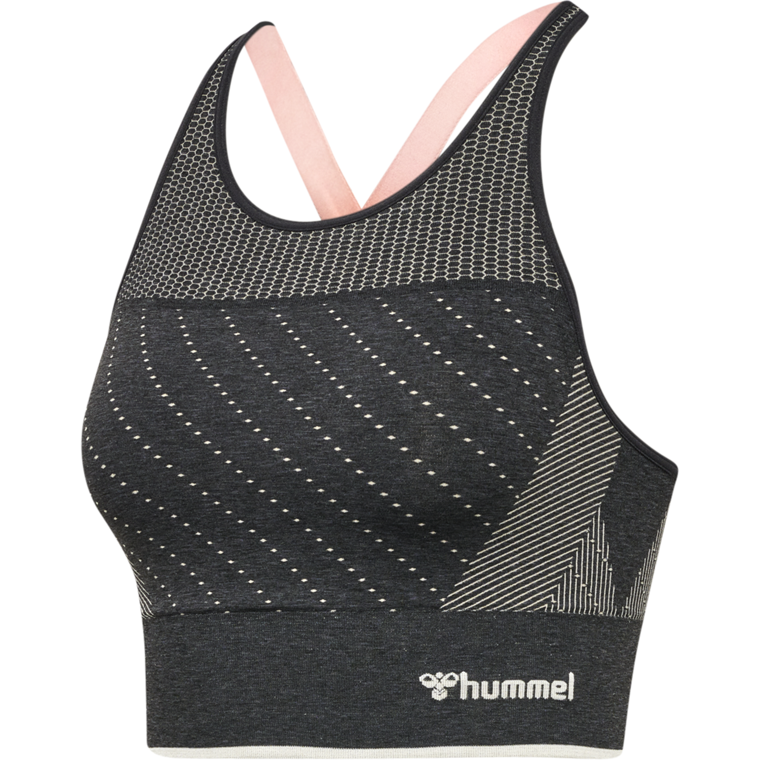 hmlMT HANA SEAMLESS SPORTS TOP, BLACK MELANGE, packshot