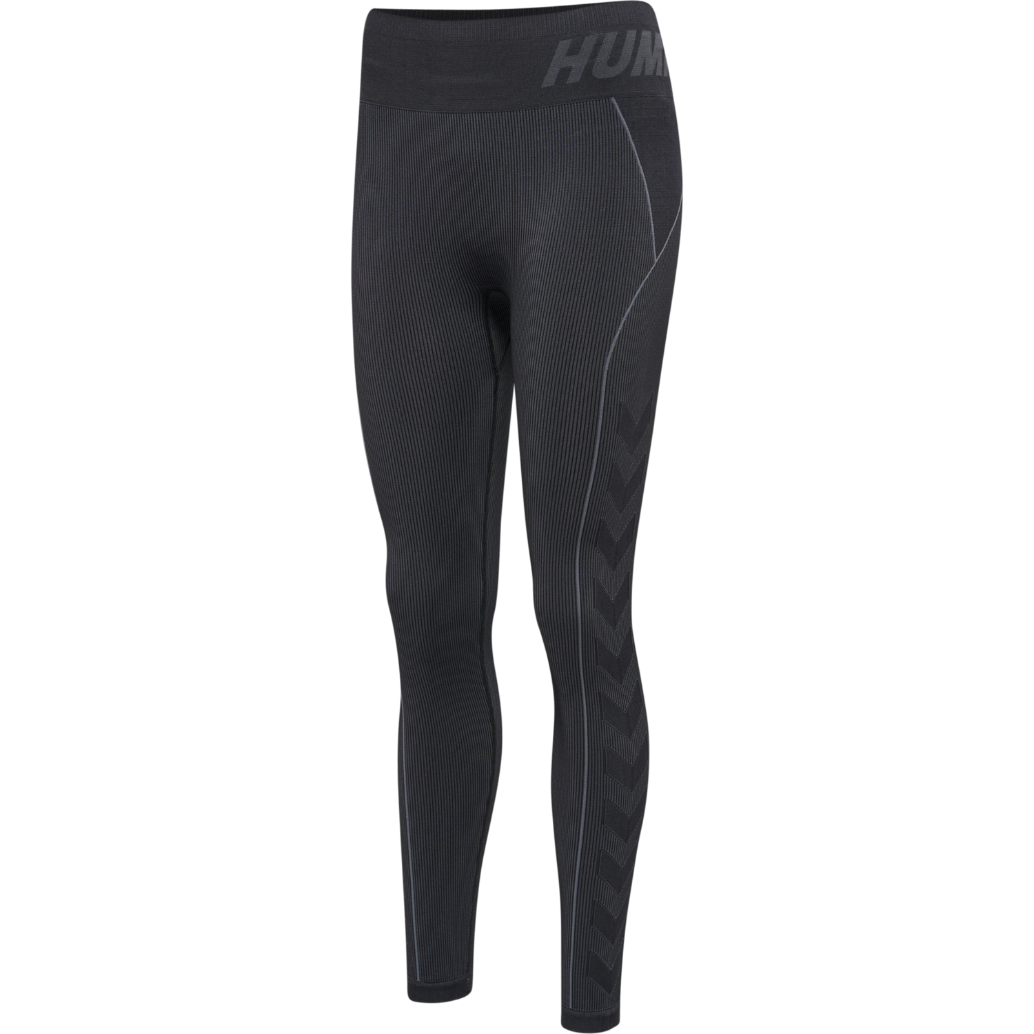hmlTE CHRISTEL SEAMLESS MW TIGHTS, BLACK/ASPHALT MELANGE, packshot