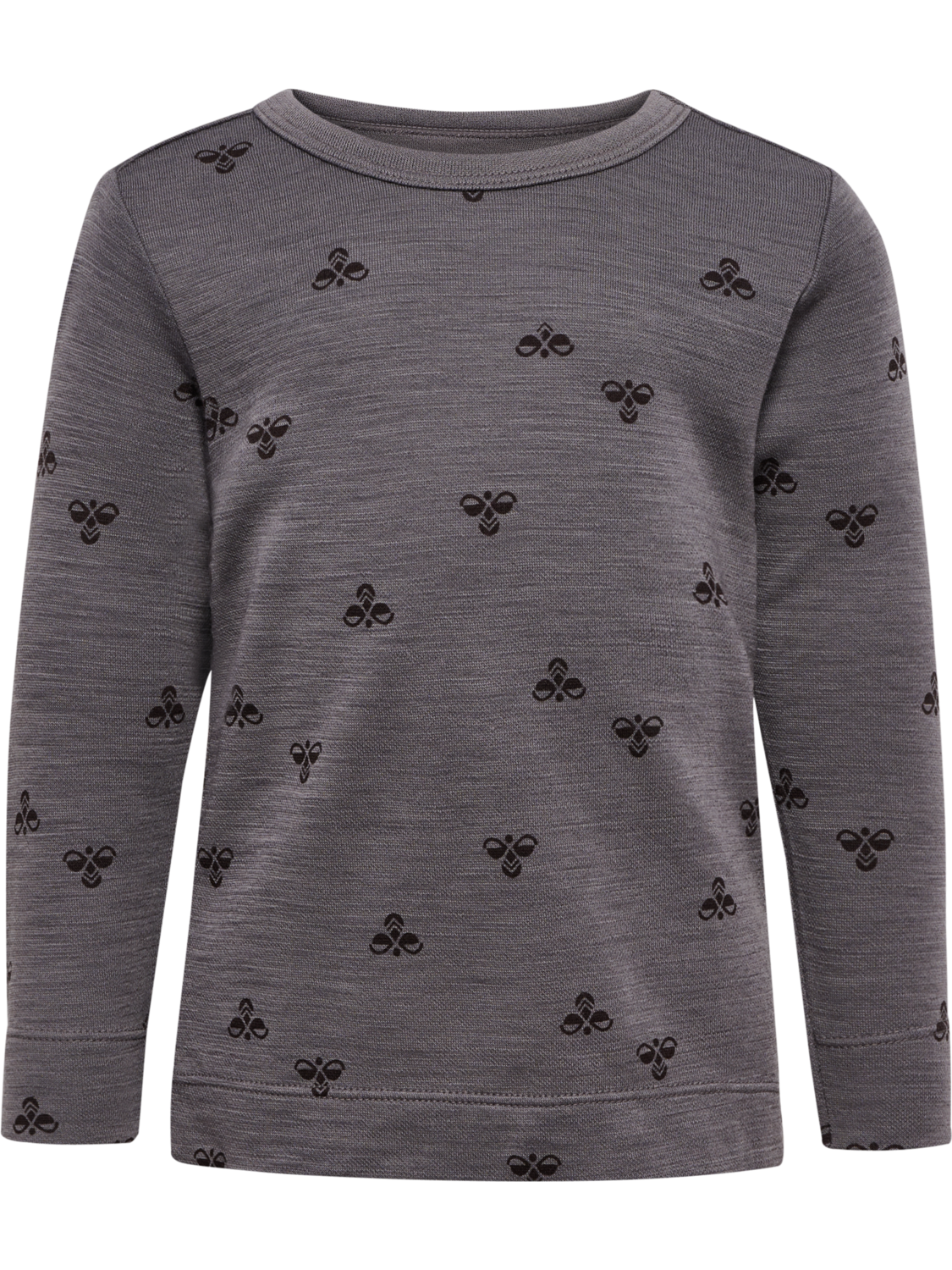 hmlMINI WOOL T-SHIRT L/S, CHARCOAL GRAY, packshot