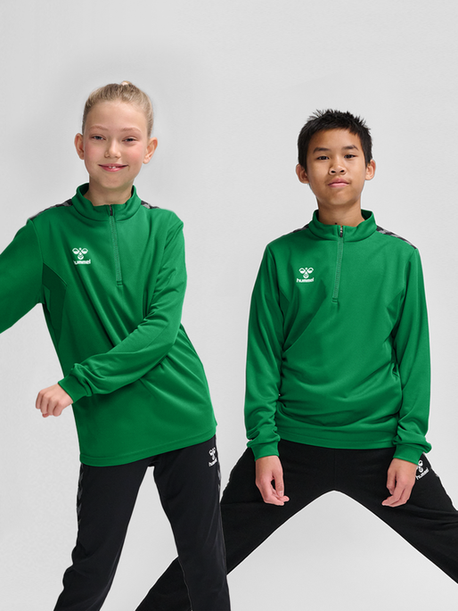 hmlAUTHENTIC HALF ZIP SWEAT KIDS, JELLY BEAN, model