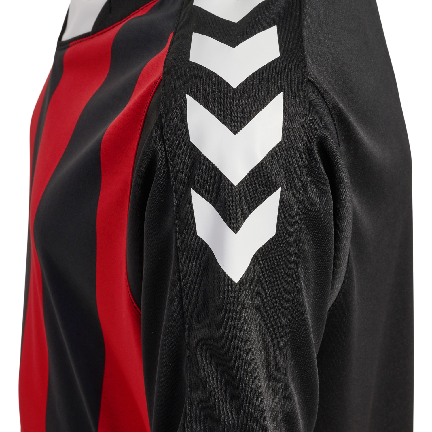 hmlCORE XK STRIPED JERSEY S/S KIDS, BLACK/TRUE RED, packshot