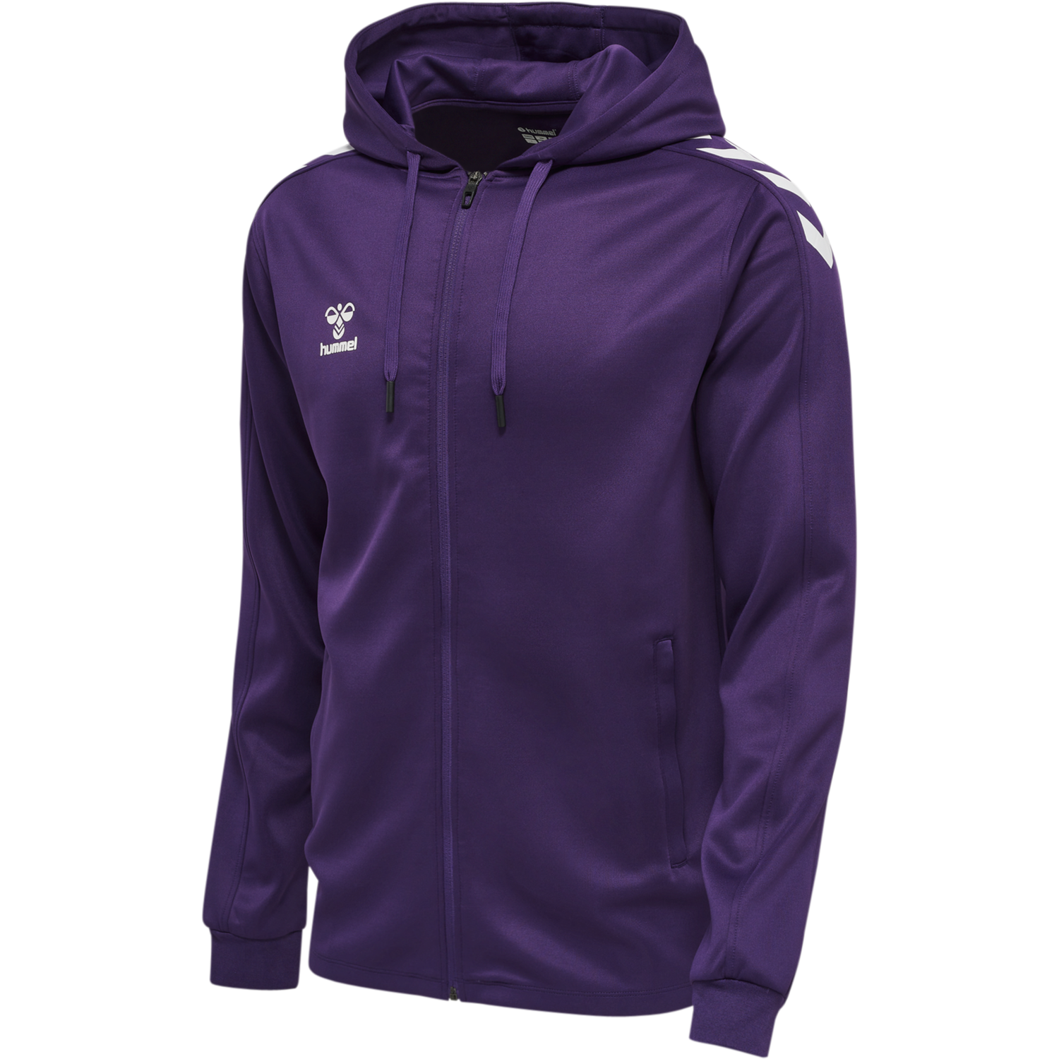 hmlCORE XK POLY ZIP HOOD SWEAT, ACAI/WHITE, packshot